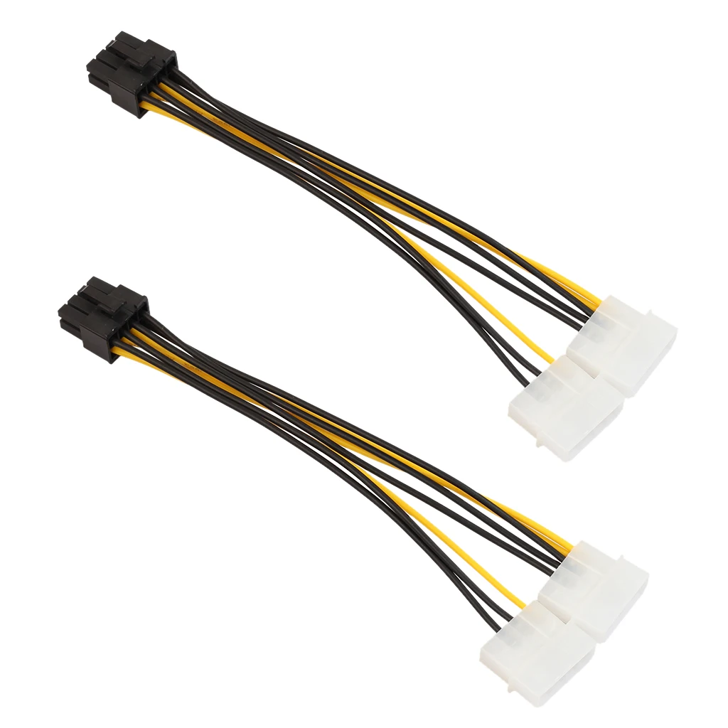 2Pack Dual LP4 4 Pin to 8 Pin PCI-E Express Converter Adapter Power Line Cable Wire for Asus VGA Video Graphic Card