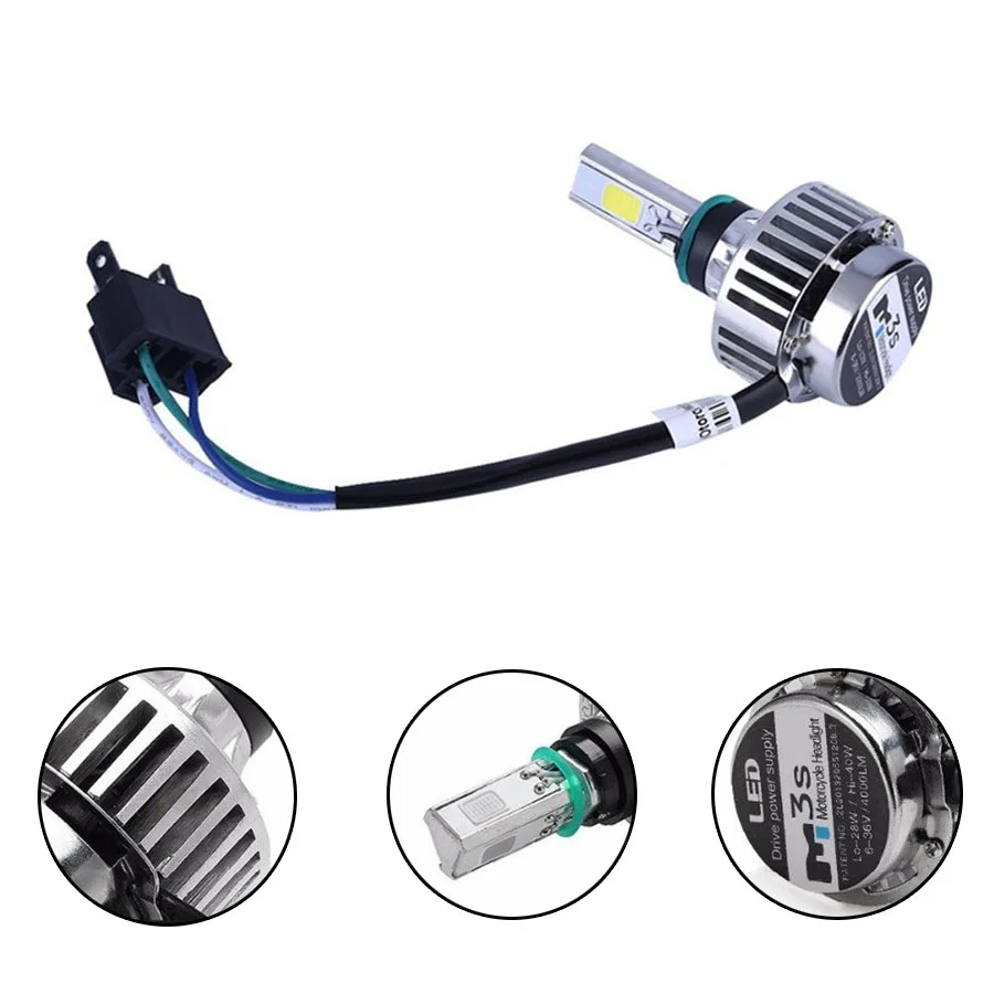 Günstige Hallo Lo Strahl H4 Motorrad Scheinwerfer Front Licht Birne Lampe 6500 karat 32 watt 3000LM COB LED HID Weiß 360 grad NEUE