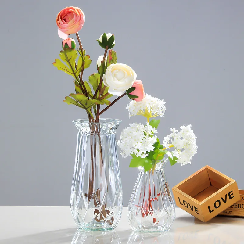 Цветная прозрачная стеклянная ваза в скандинавском стиле, Новая прозрачная классическая стеклянная ваза из ясеня, ваза для цветов, гидропонная бутылка для комнаты, настольный декор