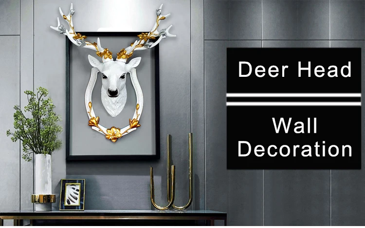 3D Deer Statue Home Decoration Accessories Abstract Sculpture Figurine Wall Decor Living Room Decorations Resin Animal Statues 1