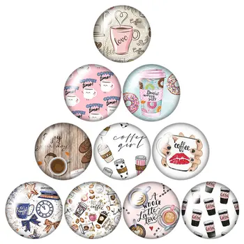 

Delicious food fruits Coffee 10pcs mixed 12mm/16mm/18mm/25mm Round photo glass cabochon demo flat back Making findings