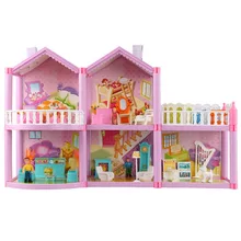 Детские кукольные домики, игрушки, вилла, счастливая семья, тематический дом, принцесса, комната, игрушечный костюм, наборы мебели для девочек, детская кукла, подарок, пластик