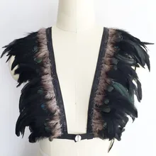 Черный, жгут бюстгальтер Кружево Перо Bralette Топ Harajuku готический, бохо белье, клетка бюстгальтер, фестиваль, восторженные бюстгальтер сжигание костюм