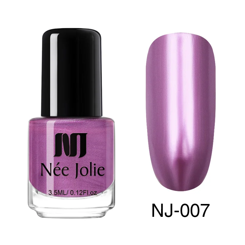 NEE JOLIE 3.5ml Candy Nude Color Nail Polish Fast Dry Semi-transparent Jelly Effect Environmental Nail Varnish - Цвет: Metal NJ-007