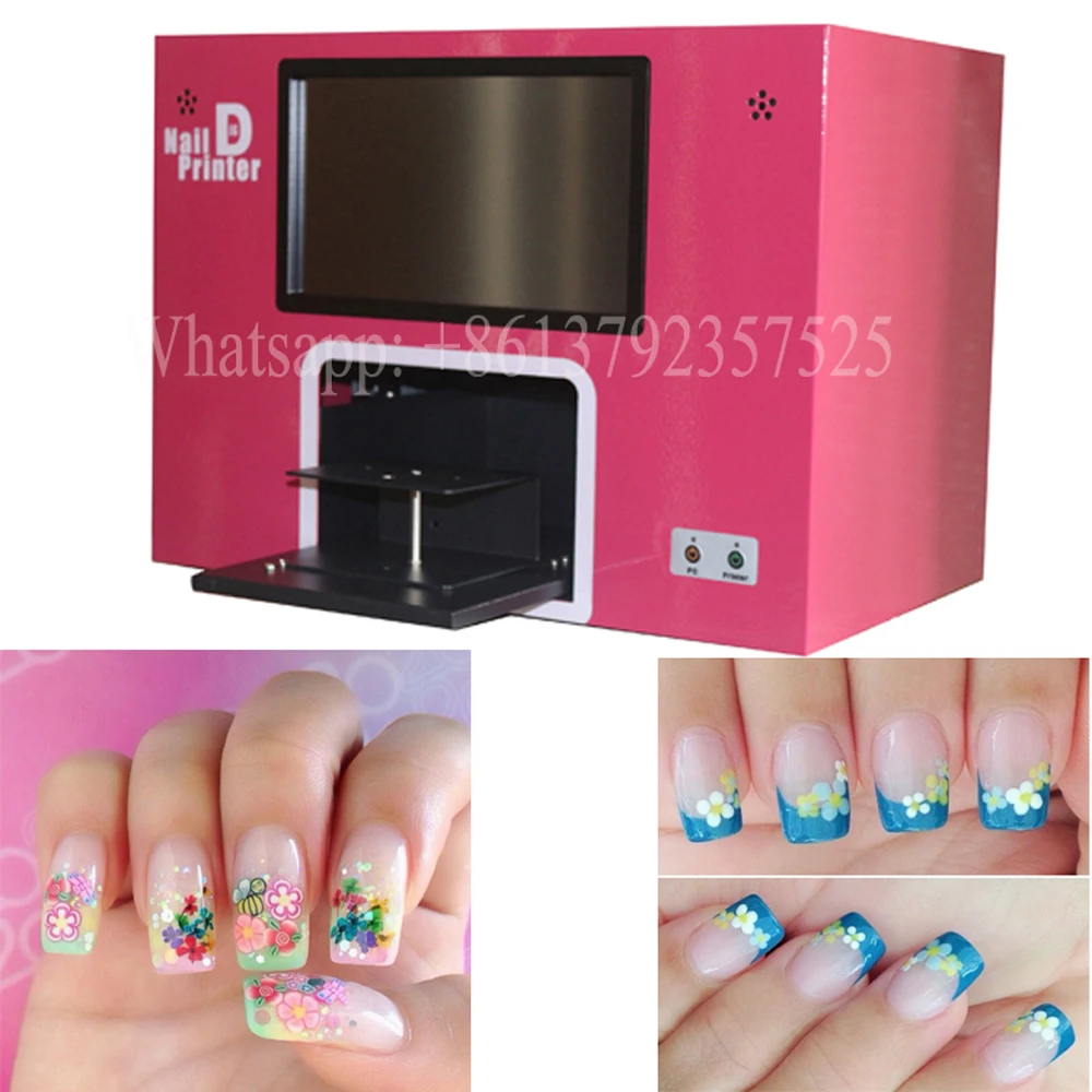  5 hand nails painting digital nail printing machine computer and touch screen nail and flower print