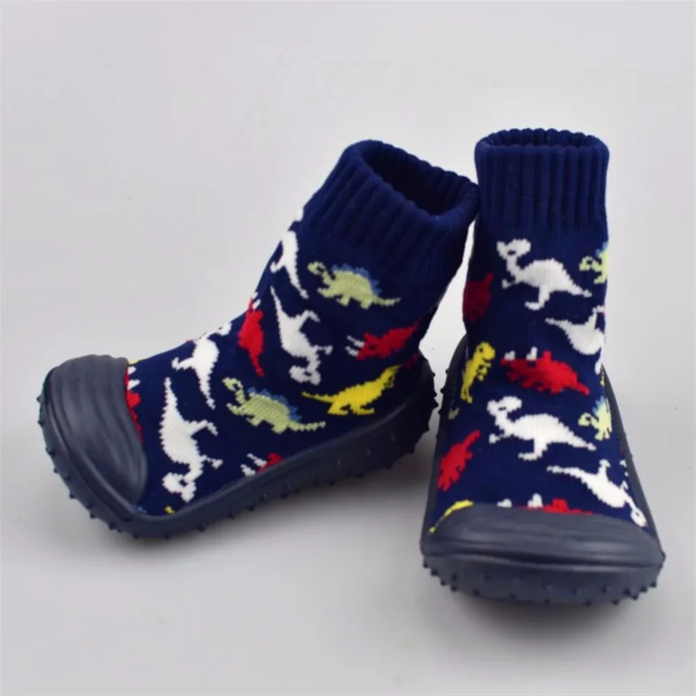 Детские носки с резиновой подошвой, противоскользящие зимние рождественские носки с животными для маленьких мальчиков 0-24 месяцев, LL306