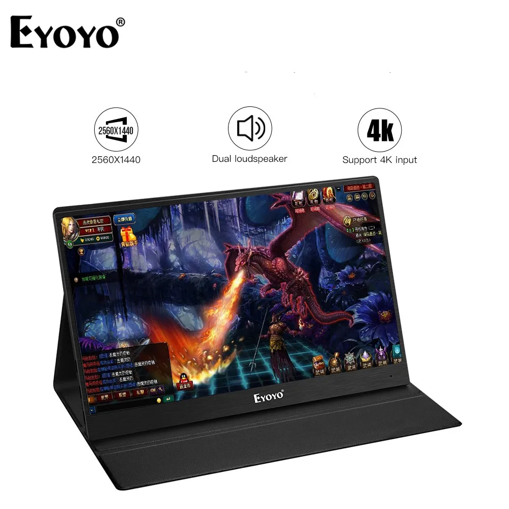Eyoyo EM13J 13 3 &quot2540x1440 портативный игровой монитор для ПК ips с 4K HDMI входом PS3 PS4 WiiU