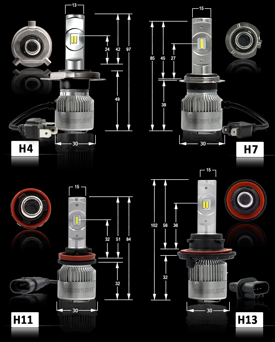 CARCTR светодиодный фар автомобиля H7 H4 H11/H8 H1 9005/HB3 9006/HB4 50 Вт 7600Lm/пара вентилятор Turbo CSP фары 12V огни R2