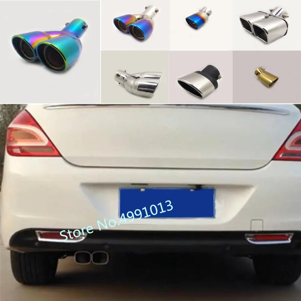 

car cover muffler exterior rear back end pipe dedicate exhaust tip tail outlet ornament vent For Peugeot 308 2012 2013 2014 2015