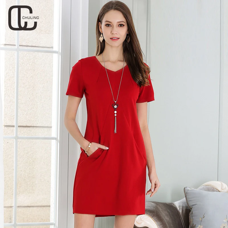 casual red dress outfit