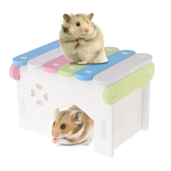 

Hamster Toy Rainbow House Wood Chinchilla Squirrel Gerbil Ecological Cage Nest