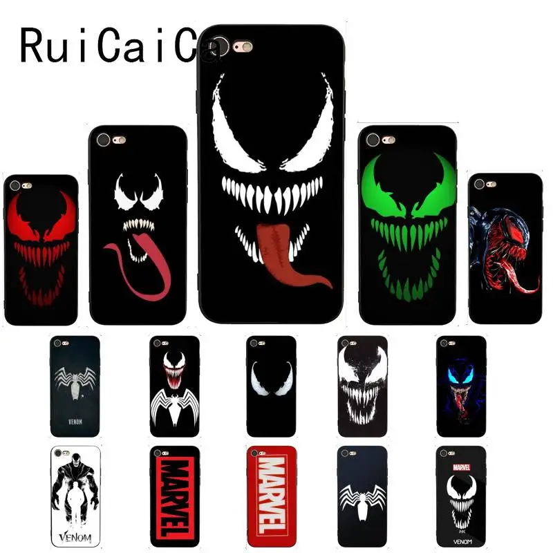 Ruicaica Comic Skull Venom Marvels spader man мягкий черный чехол для телефона iPhone 8 7 6 S Plus X XS MAX 5 5S SE XR