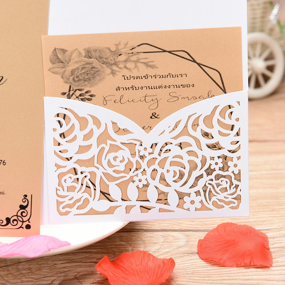  Laser Cut Wedding Invitations Kit set with RSVP cards and Envelopes for WeddingBirthday PartiesBaby - 33040727984