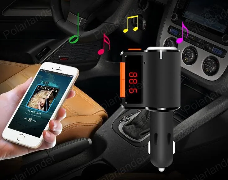 Bluetooth MP3 плеер автомобильный комплект громкой связи AUX без использования рук, FM передатчик с двумя USB портами, MP3 SD ЖК-дисплей автомобиля Зарядное устройство прикуриватель