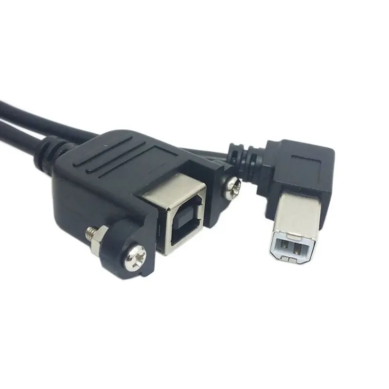 90 градусов правый угловой USB B папа к женскому Удлинительный кабель с винтами для