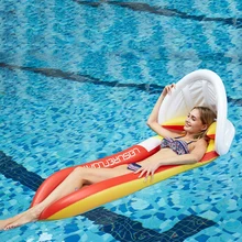 160x90cm Inflatable Sunscreen Floating Bed PVC Collapsible Recliner Swimming Pool Floating Row For Adults Kids