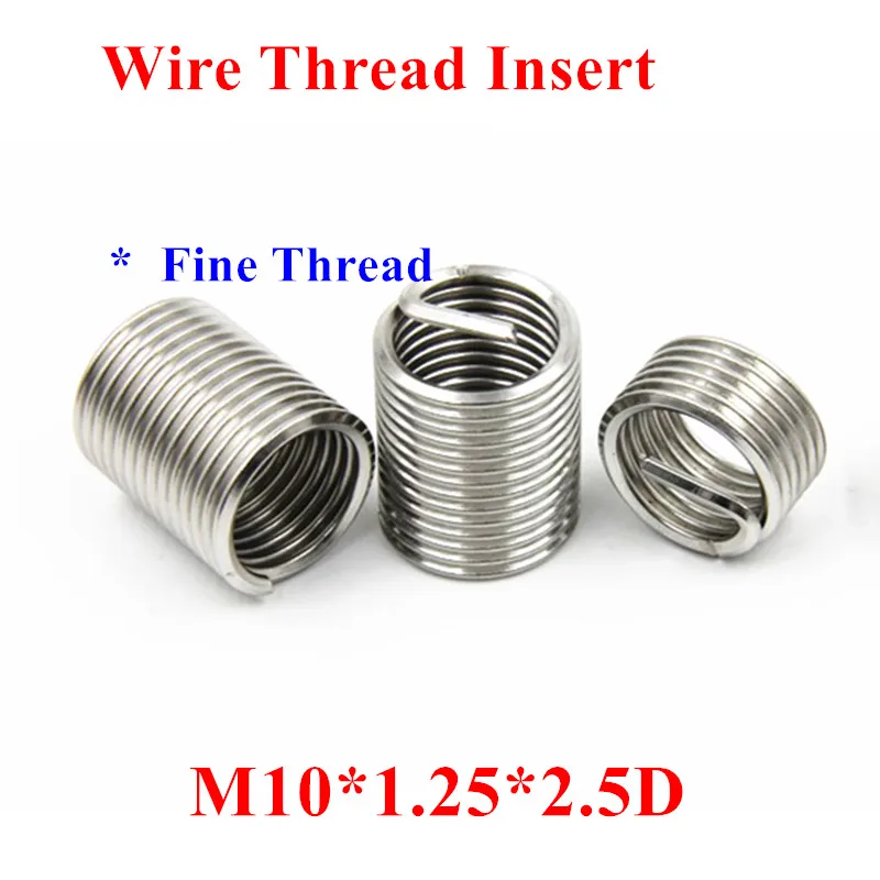 50pcs M10*1.25*2.5d Wire Thread Insert 304 Stainless Steel Screw
