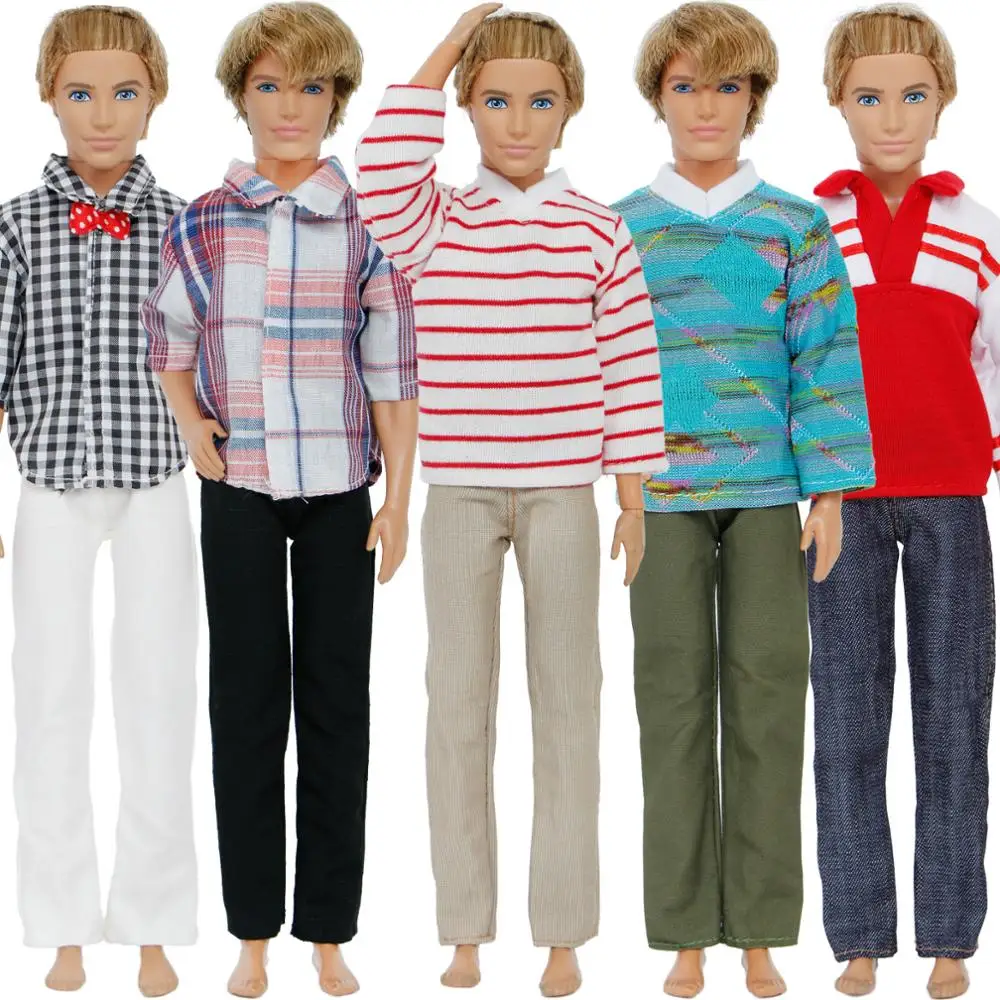 

5 Sets/Lot Handmade Men Outfits Daily Casual Wear Mixed Style Clothes For Barbie Ken Doll Accessories Baby Toys