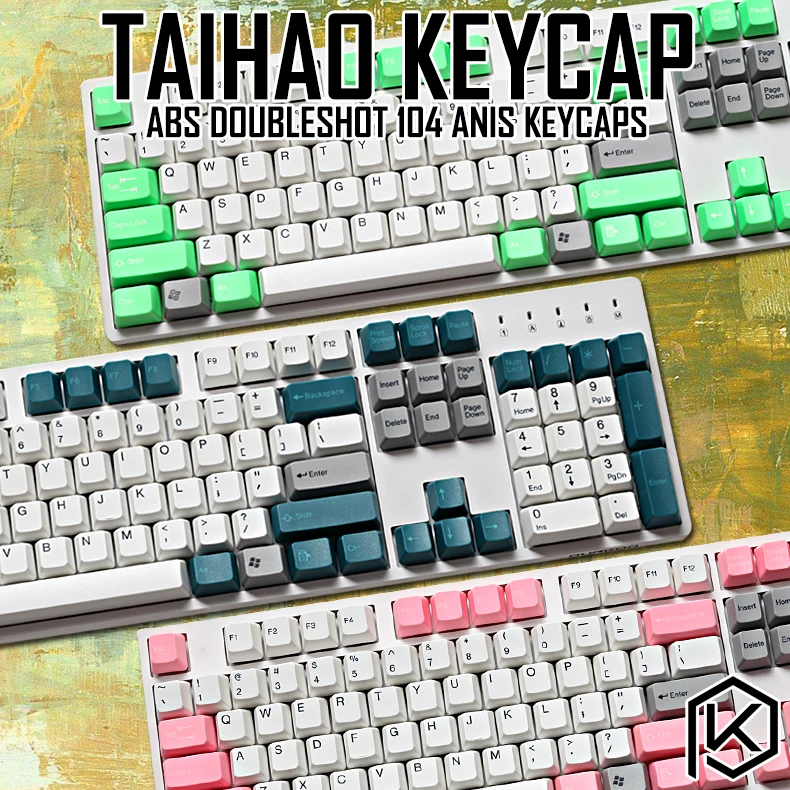 Taihao abs двойные брелки для diy игровой механической клавиатуры цвет розовый wihte зеленый серый для 87 tkl 104 ansi