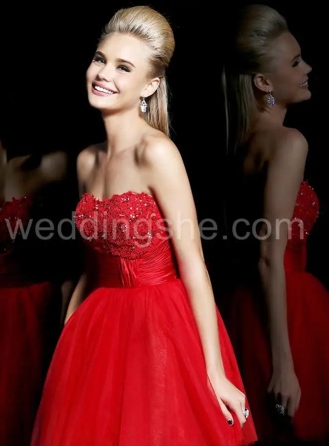 cheap-Glamour Sweetheart Short-Length Appliques Beading Empire Sweet 16/Prom dresses 10978592 | Свадьбы и торжества
