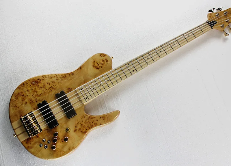 5 string ASH Neck Thru Body Electric Bass Guitar with Maple Fingerboard