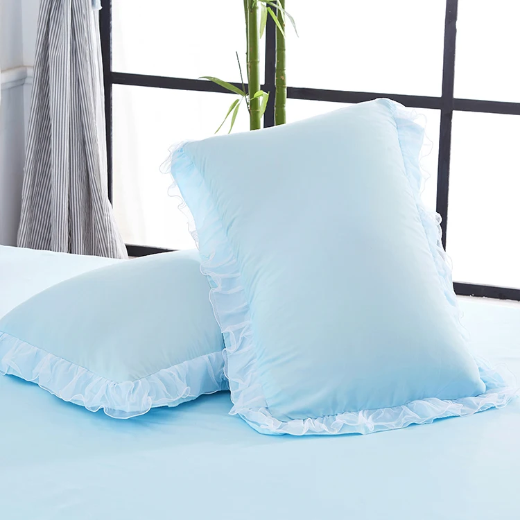 

2pcs Solid Color Lace Pillowcase Handmade Ruffle Bedding Pillow case 48x74 cm Rectangle Envelope Pillow Cover Home Decorative