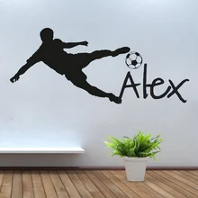Nome personalizado vinil adesivo de parede decalque para berçário futebol bola nome personalizado adesivo de parede para o quarto das crianças huang094