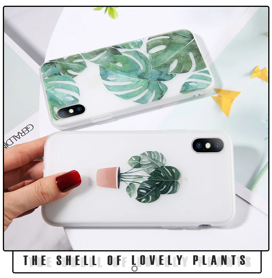 Чехол для телефона USLION Green Potted Plant Leaf для iPhone 11 Pro Max X XS Max XR, чехол для iPhone 6 7 6S 8 Plus, мягкий прозрачный чехол из ТПУ