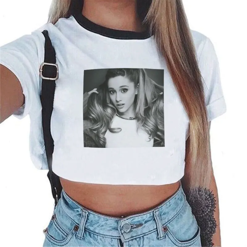 

Summer Tops For Women 2019 New Harajuku Fashion Ariana Grande T Shirt Beautiful Aesthetic Crop Top Women Kawaii Ulzzang Tshirt