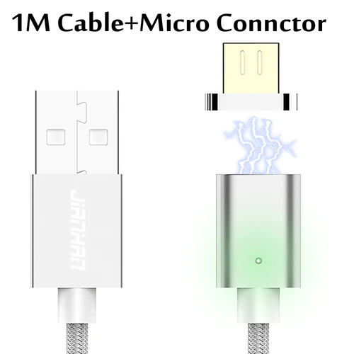 JIANHAN магнитное зарядное устройство Micro USB кабель для Xiaomi huawei Android мобильный телефон Быстрая зарядка магнит Microusb кабель для передачи данных провод - Цвет: Silver Micro