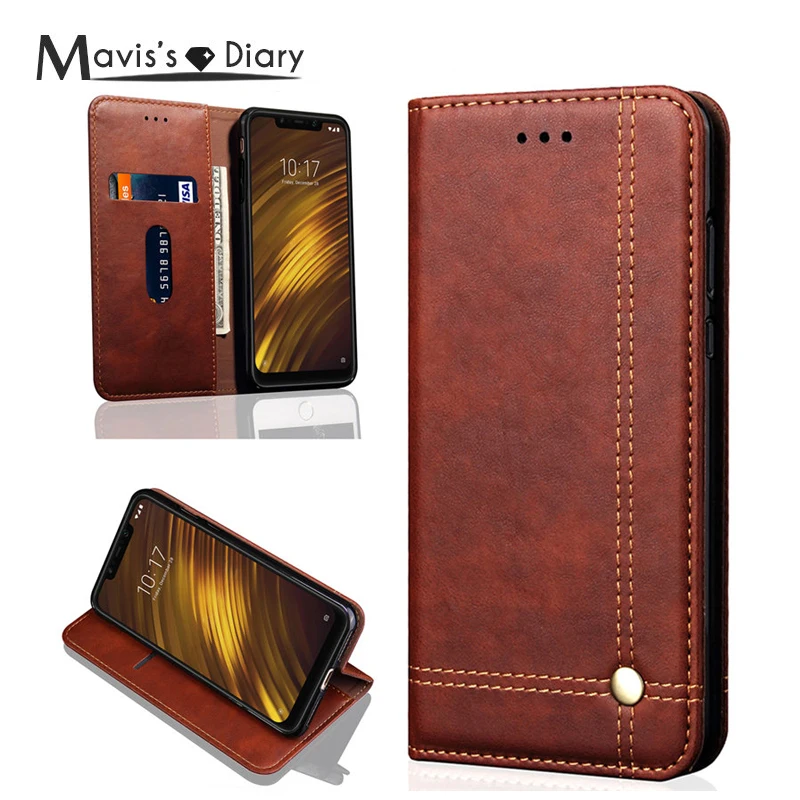 

PU Leather Phone Case For Xiaomi Pocophone F1 Flip Book Case Silicone Back Cover Wallet Card Slot Case For Samsung Galaxy Note 9