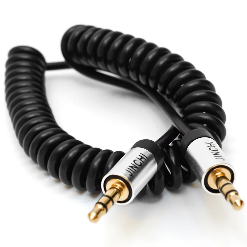 2016 Jack 3.5 AUX Coiled Cable Male to Male Universal Gold Plated 3.5mm