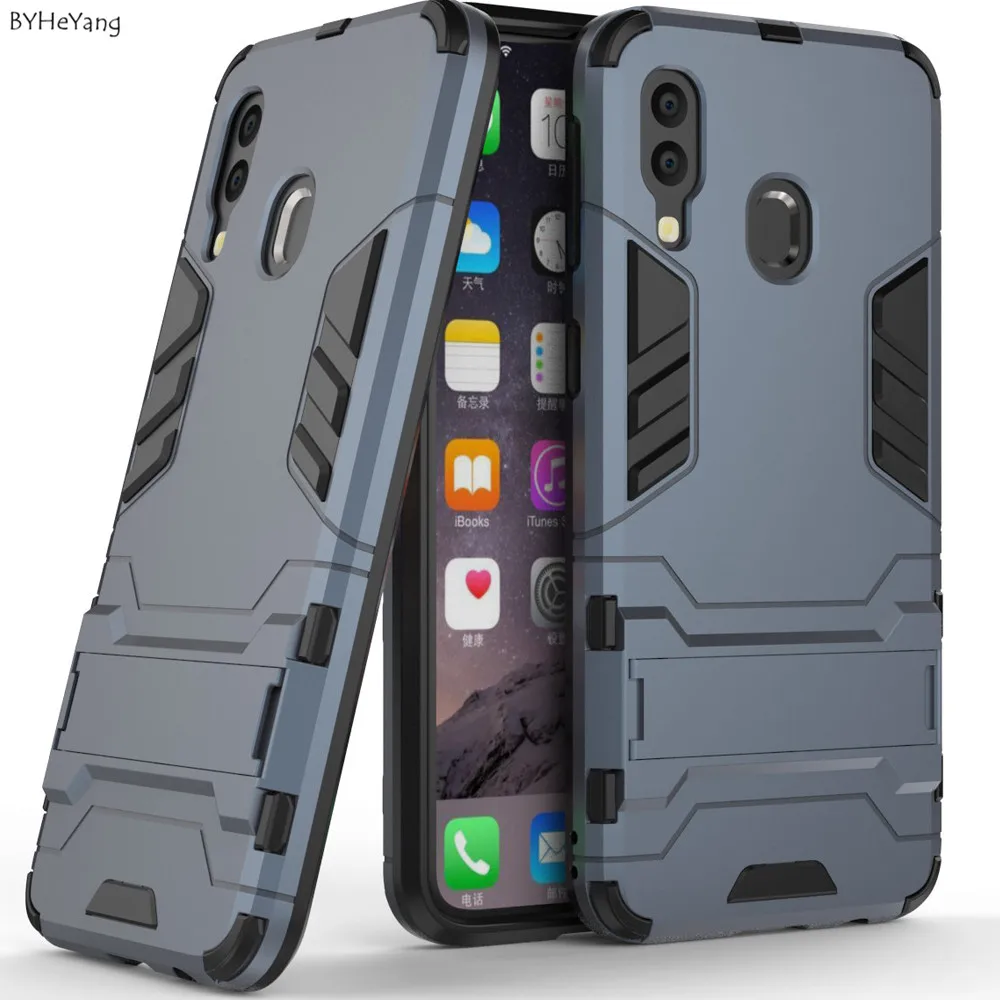 

For Samsung Galaxy A40 Case Rubber Silicon TPU & PC Robot Armor Back Covers Skins Shell On For Samsung A40 A 40 SM-A405F Stand
