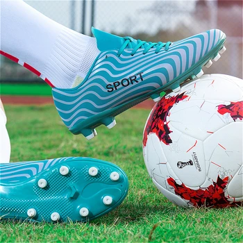 

Soccer Shoes Football Shoes Men Soccer Cleats AG Boots Long Spikes Sneakers Soft Men Outdoor Lawn Games Good Quality35-45