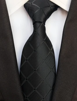 

Designer Fashion Men Plaids Tie Businessmen Black Formal Necktie with Grids