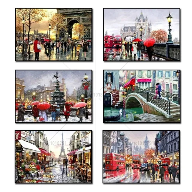 

Diy diamond painting cross stitch London Paris Venice Rhinestones crystal Embroidery Mosaic needlework Home Decoration