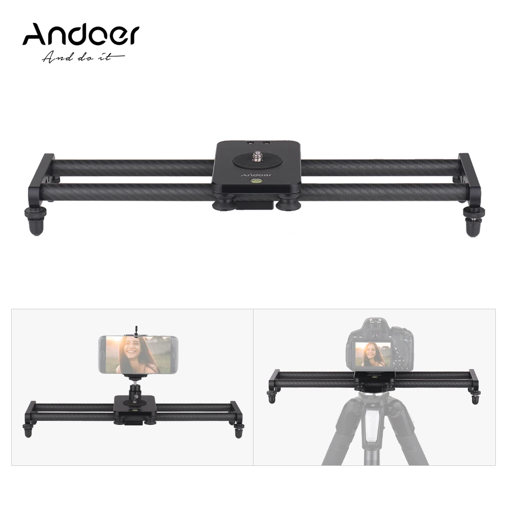 Andoer 15inch Camera Track Slider Carbon Fiber Video Stabilizer Rail for DSLR Camera Camcorder Capacity 5kg