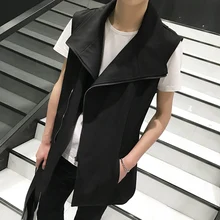 Новая мужская одежда средней длины тонкий жилет без рукавов Верхняя одежда персонализированный Жилет с отложным воротником костюм певицы костюмы