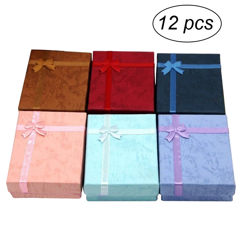 

12pcs Luxury Elegant Rectangular Bow Necklace Gift Boxes For Jewelery Presentation