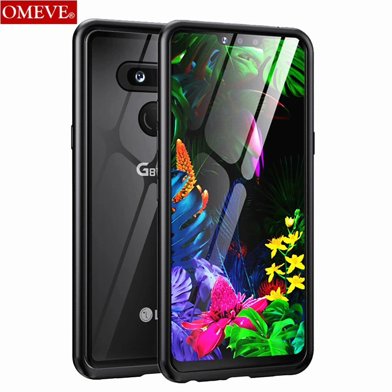 

OMEVE for LG G8 ThinQ Case Alloy Metal Frame Bumper and Rear Tempered Glass Back Cover for LG G8 Case Shockproof Armor Coque