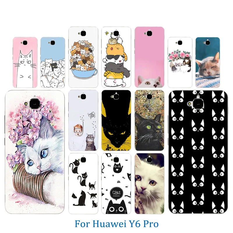 5 0 дюйма для Huawei Y6 Pro Мягкий ТПУ чехол телефона тонкий рисунок удача кошка задней