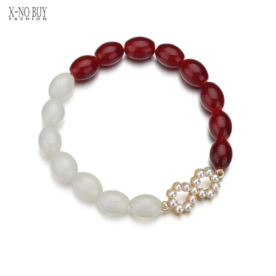 

New Natural Crystal Two-color Oval Beads Female Bracelet DIY Handmade Pearls Infinite Eight-word Bracelet Cold Beads Bracelet