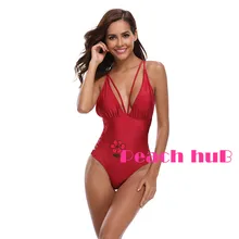Цельный купальник красный купальник женский цельный купальник Женский Плюс Размер Монокини боди пуш-ап Мягкий купальник малиновый