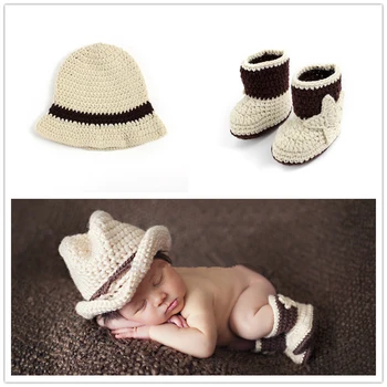 

2PCS Newborn Hat Sets Cotton Infant Caps Shoes Suit Girl Boy Beanies Baby Photography Props Crochet Handmade Baby Accessories