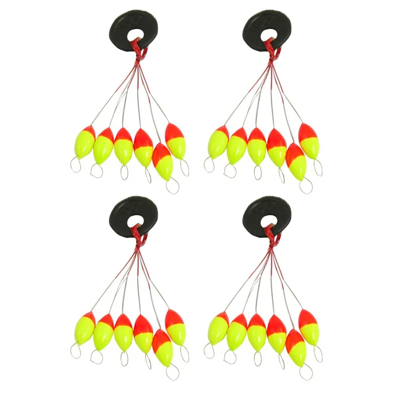 

4 Pcs Yellow Red Plastic 6 in 1 Fishing Bobber Stopper Sz 3 #8