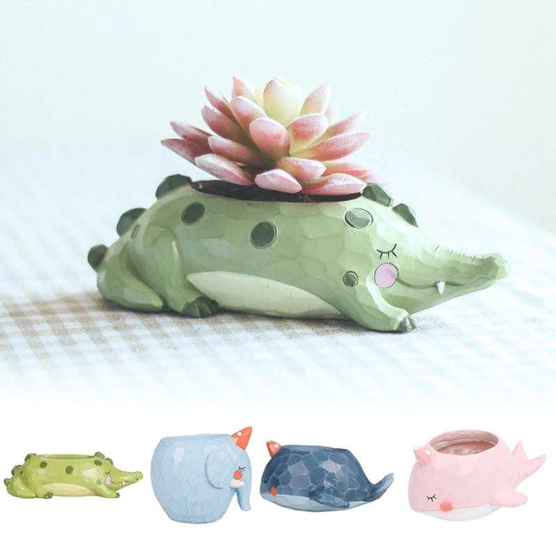 Animal Shape Resin Flower Pots Planter Small Succulent Plants Bonsai