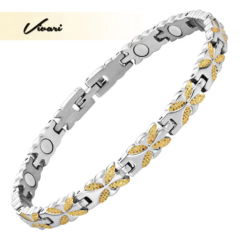 

Vivari Elegant Butterfly Bowknot Bracelet For Women Health Energy Bracelets Bangles Stainless Steel 2-Tone Color Jewelry Trinket