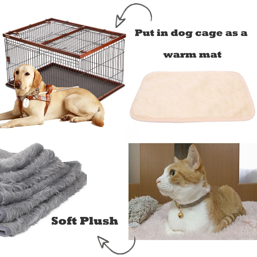 Кровать для домашних животных для больших собак, одеяло для кошек, коврик для собак, теплый искусственный мех, плюшевая маленькая средняя кровать для собак, коврик для кошек, подушка для собак, BD0010