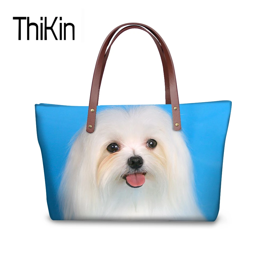 THIKIN Shoulder Bag 3D Maltese Dog Animal Printing for Women's Fashion