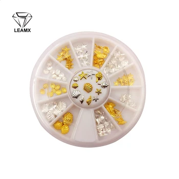 

1 Box 3D Mixed Size Alloy Starfish Shell Anchor Shape Nail Art Flat Bottom Decoration Nail Stickers Nails Salon Supplie Wheel